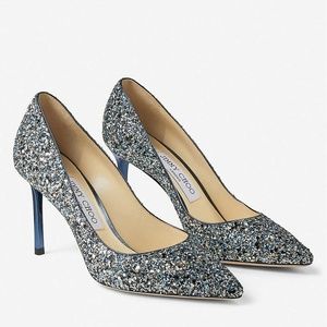 JIMMY CHOO Romy 85 - Electric Blue Glitter SZ-36/6